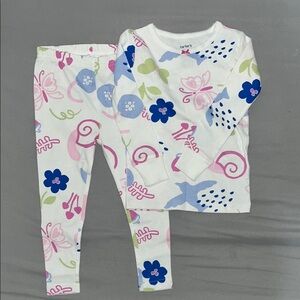 Carter's Kids Pajamas - White with Pink and Blue Floral Design